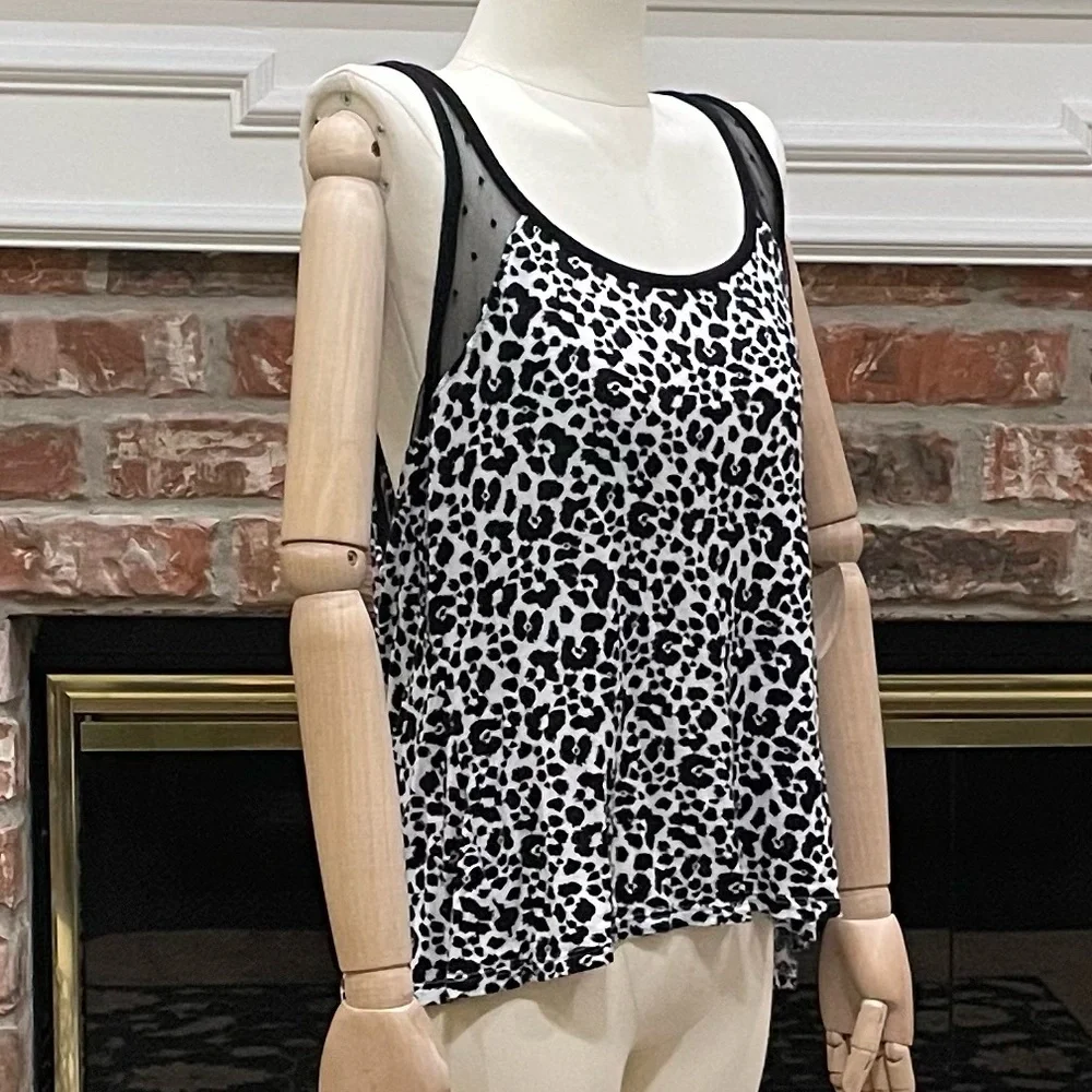 René Rofé Sleepwear black and white leopard print top / L / Excellent co… - Picture 3 of 11